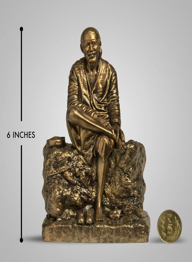 SILAII Shirdi Sai Baba Sculpture (Antique Bronze, 6 Inch) - Image 2
